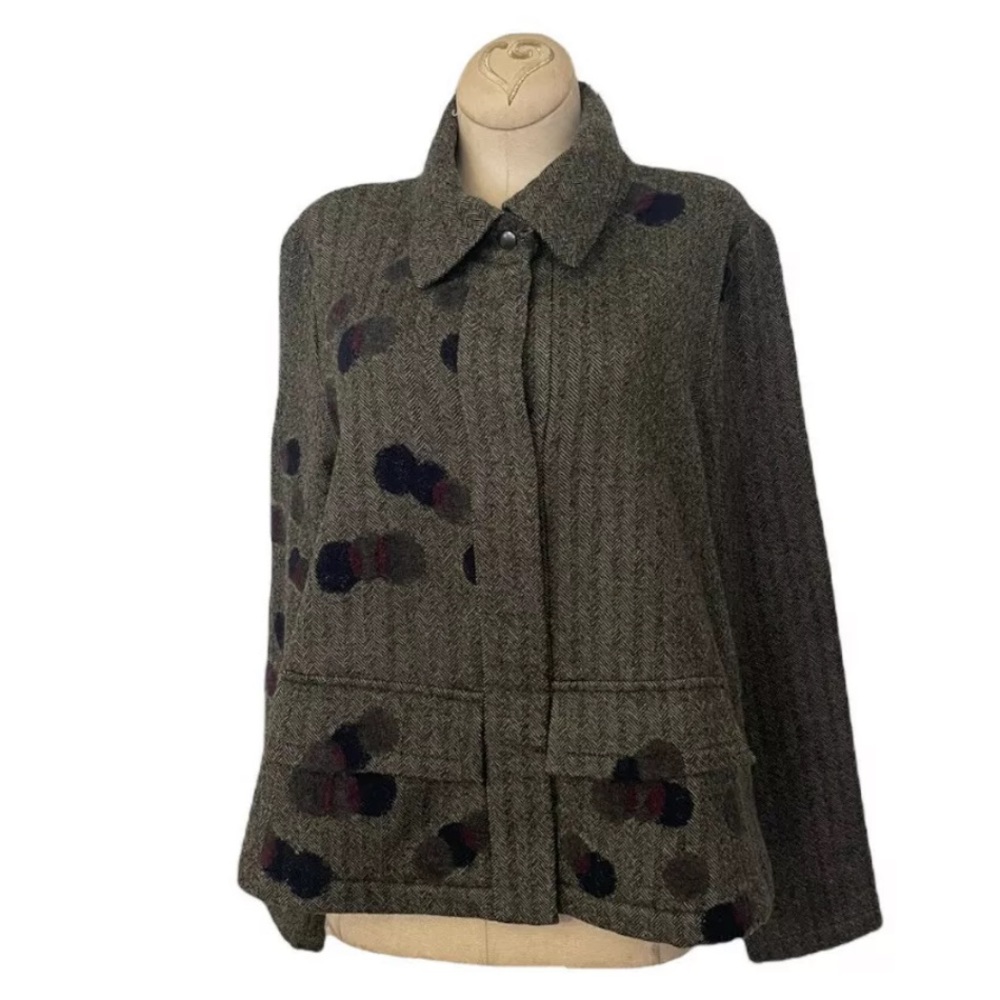 BABETTE Jacket Blazer 100% Wool Herringbone Tweed